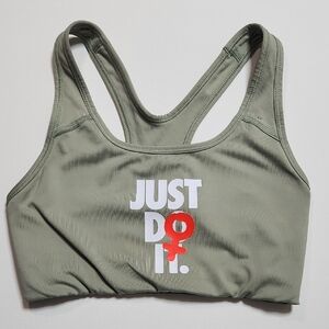 Nike Sports Bra Just Do It Graphic Olive Green Women’s Small